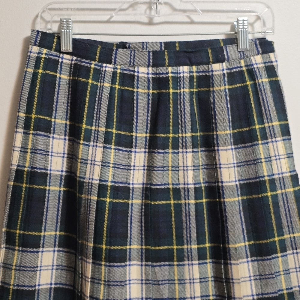 Vintage Surrey Classic Plaid Pure Wool Pleated Kilt Wrap Skirt - Picture 8 of 11
